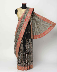 Georgette Embellished Bling Saree with Comtempary Foiliing and Red contrast Border
