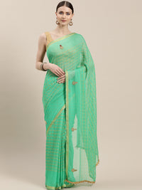 Sea Green Gharchola Georgette Saree
