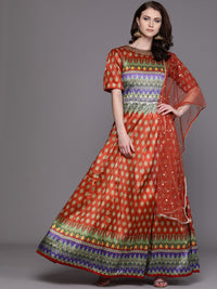 Embellished Cocktail Gown with Bohemian Print