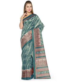 Green Printed Art Silk Saree