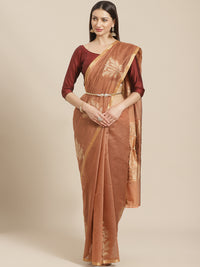 Banarasi Heritage Jute Silk Saree with Striking Floral Motifs & matching Belt