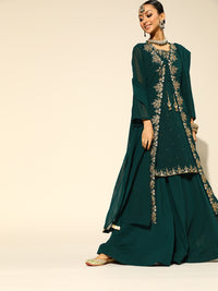 Chhabra 555 Made to Measure Georgette Jacket style Lehanga Set with Kasab and Kundan Embroidery