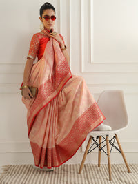 Chhabra 555 Colorblocked Banarasi Silk Saree with Meenakari Zari Floral Motifs