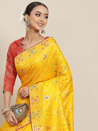 Chhabra 555 Woven Gharchola Chanderi Silk Saree with Traditional Zari, Beads & Tassels