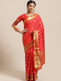 Banarasi Handloom Paisley Saree with Zari Woven Border and Heavy Rich Pallu