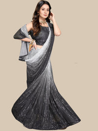 Chhabra 555 Metallic Sequin Embellished Ombre Cocktail Saree