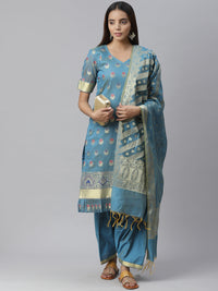 Handloom Chanderi Kurta Set with Resham Weave Paisley Pattern & Banarasi Dupatta