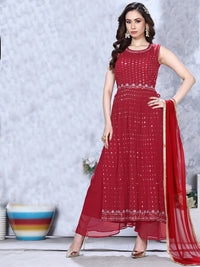 Chhabra 555 Resham & Sequin Embroidered Nyraa style Suit with Pleated Kurta