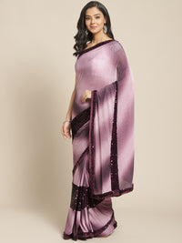 Bling Lycra Ombre Saree with Festive Layering & Sequence Embroidery Patchwork