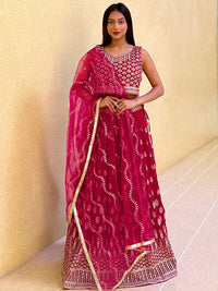 Chhabra 555 Made to Measure Bright Zari and Sequin Embroidered Flared Lehenga Set