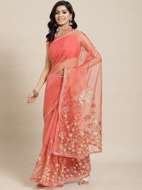 Chhabra 555 Coral Organza Jaipuri Saree with Gota Patti & Resham Embroidery and Contrast Blouse

Color: Coral

Type: NA Sarees

Pattern: Embellished

Pattern Type: Floral

Ornamentation: Gotta Patti

Border: Embroidered

Fabric: Organza

Saree length: 5.40 mtr., Width: 1.10 mtr, Blouse length: 0.70 mtr
Dry Clean only

The CAD image gives a detailed look of the actual blouse piece that comes with this saree. The blouse used by the model in the pictures is only for styling purpose.