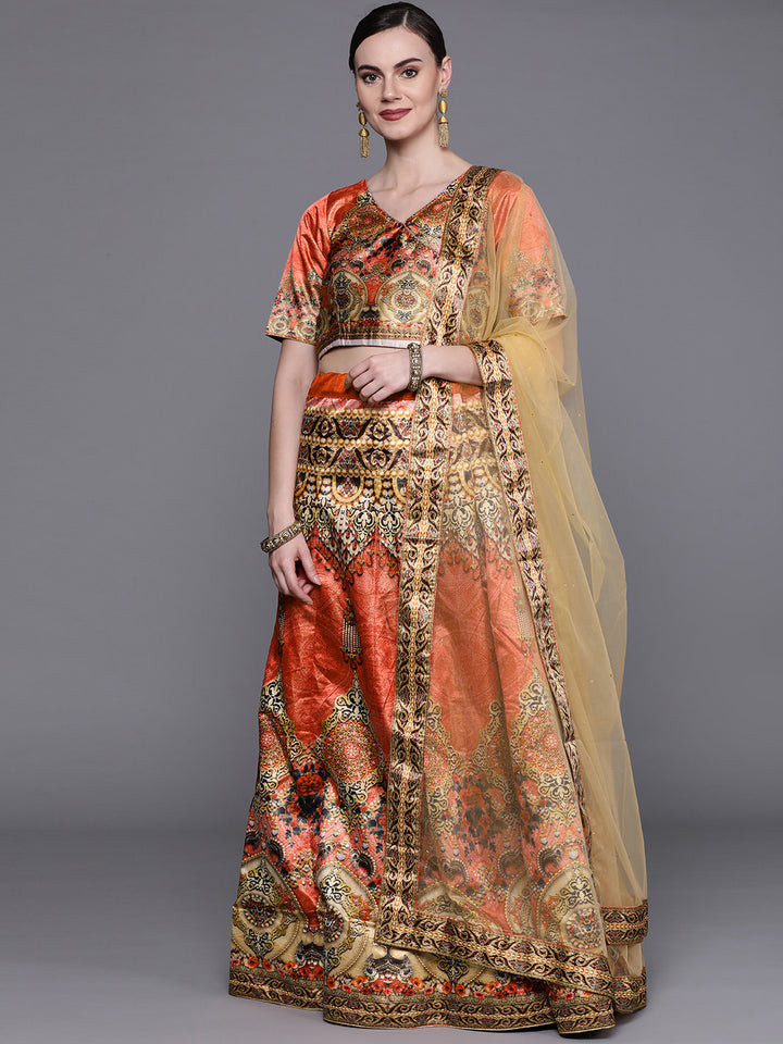 Semi-stitched Digital Print Lehenga Set