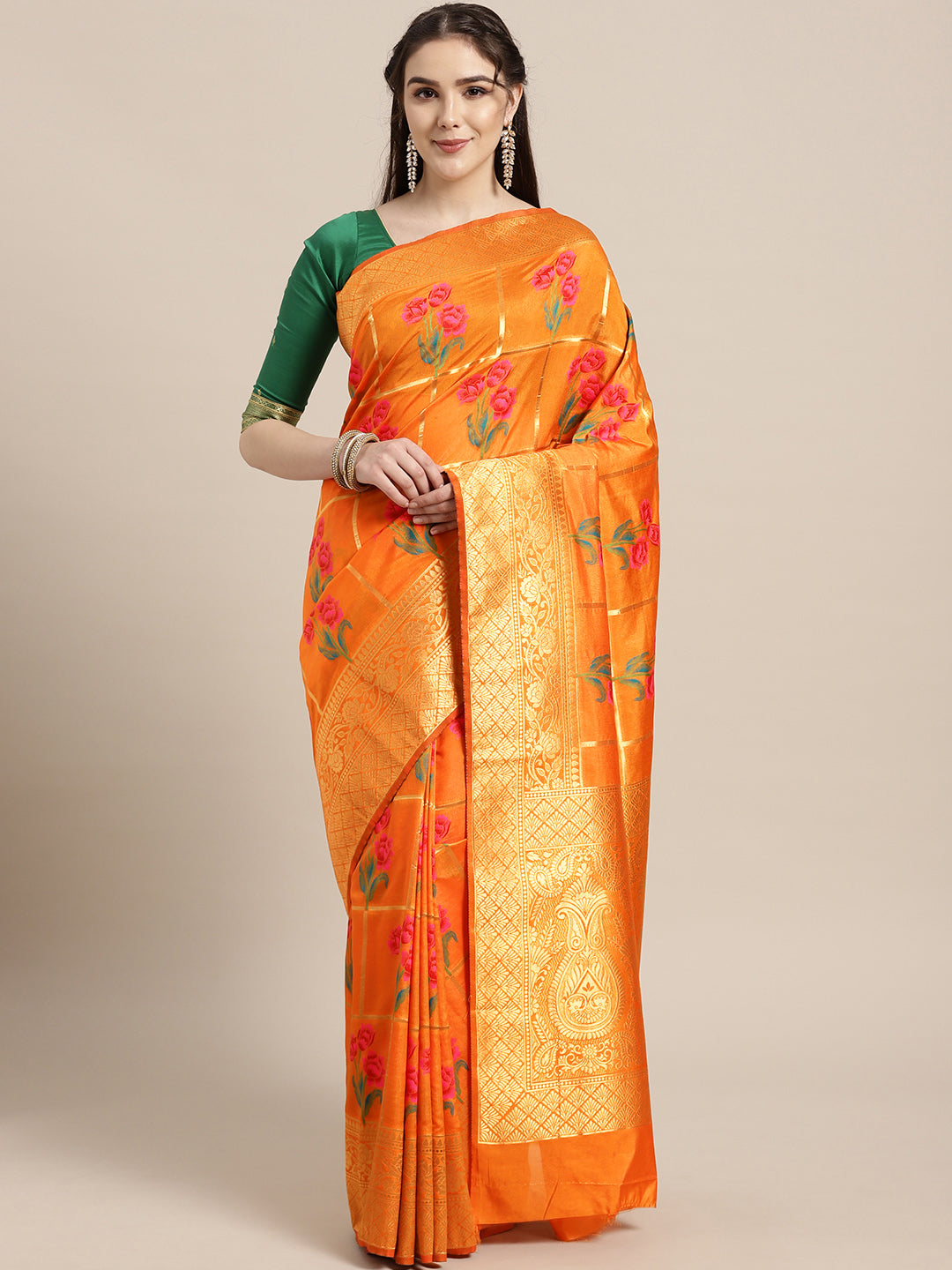 Chhabra 555 Mysore silk saree with intricate zari weaving and shaded floral print