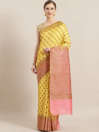 Chhabra 555 Banarasi Jute Cotton Silk saree with Oxidised Zari weaving Contrast Heavy Border,Pallu 