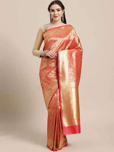 Chhabra 555 Kanjiwaram inspired silk saree with intricate zari weaving in a stylish paisley pattern