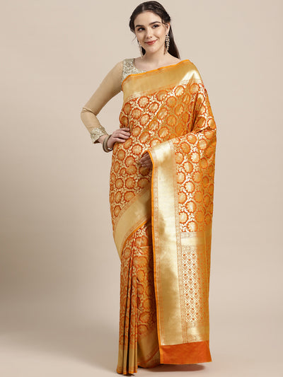 Chhabra 555 Kanjiwaram inspired silk saree with intricate zari weaving in a floral pattern