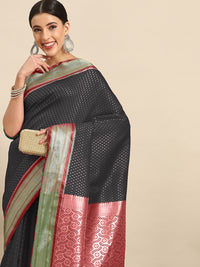 Grey Resham & Zari Jamdani Weaving Banarasi Handloom Silk Saree
