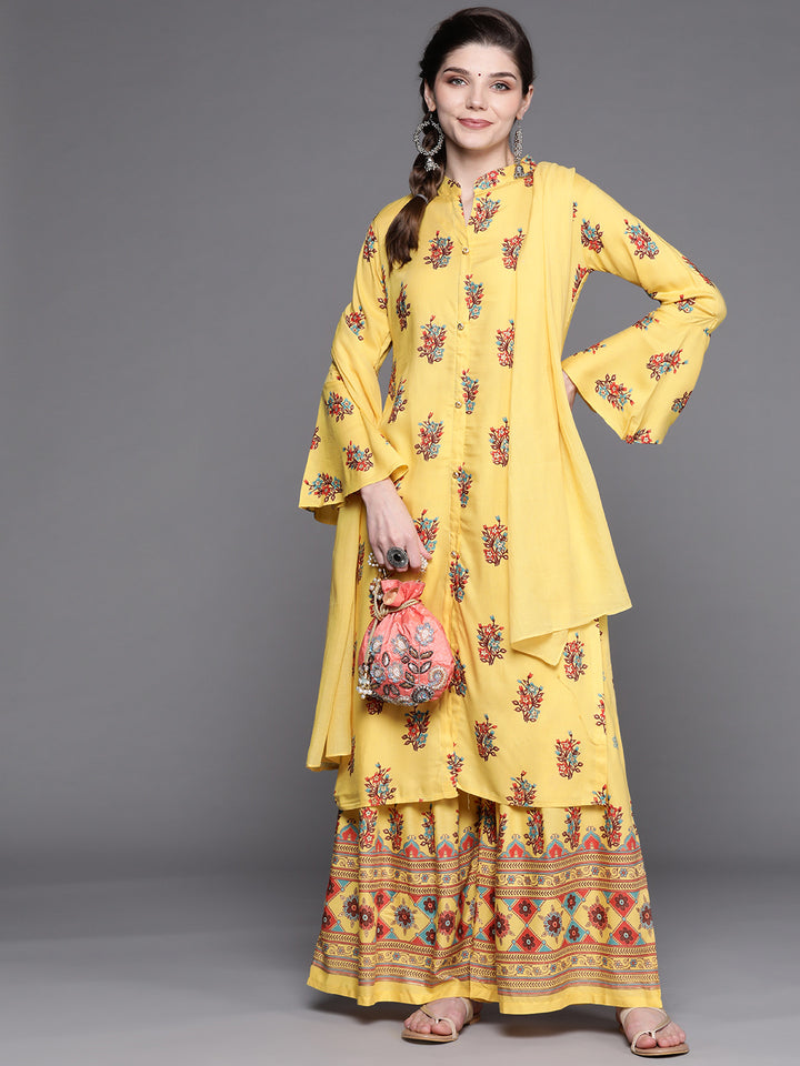 Chhabra 555 Made to Measure Floral Digital Print Kurta Sharara Set with Crystal Embellishments