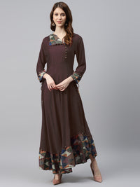 Made to Measure Assymetrical Flared Dress with Cowl style neck and Ikat inspired print