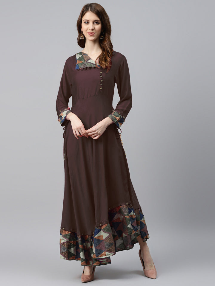Made to Measure Assymetrical Flared Dress with Cowl style neck and Ikat inspired print