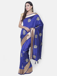 Blue Art Silk Peacock Design Embroidery Party Wear Saree