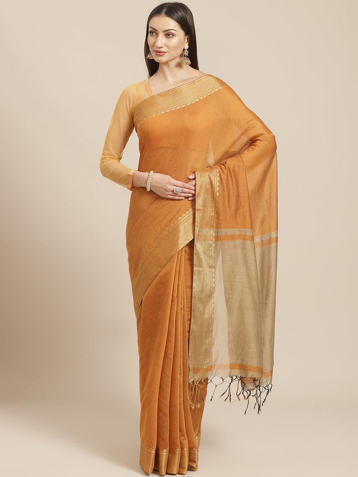 Deep Tone Banarasi Heritage of India Saree with Weaving Border, Contrast Pallu & Jhalar