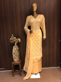 Crepe Silk Dress Material with Embroidery sequence Work and Chiffon Dupatta