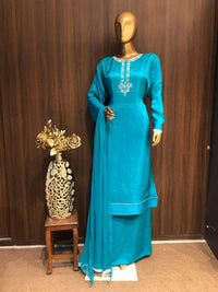 Crape Garkan Work Dress Material with nazneen Dupatta