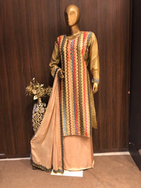 Cotton Multi Colour Dress Material with Resham Work