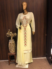 Chiffon Dress Material with Embroidery and zari Work with Pure Chiffon Dupatta