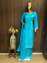 Crepe Silk Dress Material with sequence Work and Chiffon Dupatta