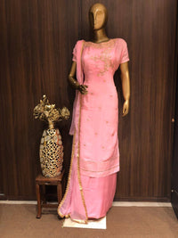 Crepe Silk Dress Material with Embroidery sequence Work and Chiffon Dupatta