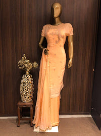 Crepe Silk Dress Material with Embroidery sequence Work and Chiffon Dupatta