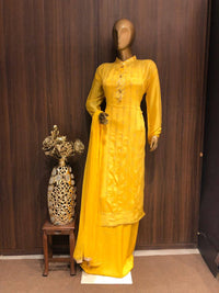 Crape Dress Material with Embroidery Work and Nazneen Dupatta