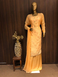 Crape Dress Material with Embroidery Work and Nazneen Dupatta