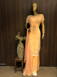 Crepe Silk Dress Material with Embroidery sequence Work and Chiffon Dupatta