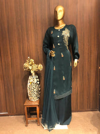 Crepe Silk Dress Material with Beets Work and Chiffon Dupatta