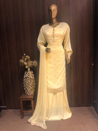 Crape Dress Material with Embroidery Work and Nazneen Dupatta