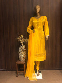 Crepe Dress Material with Swarovski Work and \Nazneen Dupatta