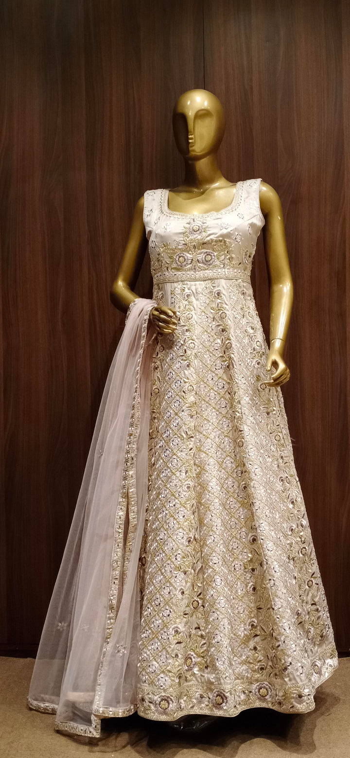 Art Silk Anarkali Cocktail Gown with Heavy Resham Zari Embroidery