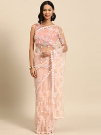 Chhabra 555 Summar Pastel Multicolor Sequences Embellished Party Wear Net Saree With Cutwork Border