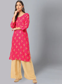 Chhabra 555 Foil Print Kurta Pallazo Set with Contemporary Geometrical Pattern