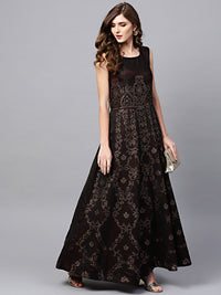 Chhabra 555 Made to Measure Burgundy Silk Kalidar Anarkali Suit with Crystal Embellishments