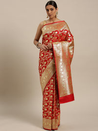 Chhabra 555 Kanjiwaram inspired silk saree with intricate zari weaving in a jaal pattern