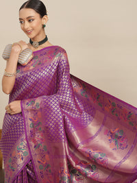 Chhabra 555 Wine Handwoven Paithani Silk Handloom Saree with Zari Meenakari Peacock Motifs 