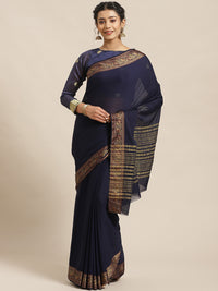 Banarasi Jamdani inspired Ethnic Saree with Floral Intricate border and Heavy Pallu