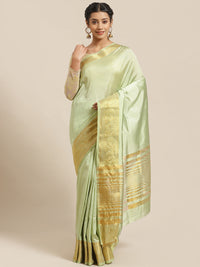 Pastel Handloom Raw Silk Saree with Intricate Zari Woven Border