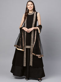 Chhabra 555 Made-to-Measure Jacket Style Lehenga Set with Zircon and Crystal Embroidery