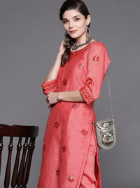 Chhabra 555 Red Kurta Palazzo Set With Embellished Gotta patti & Mirror Work Embroidery