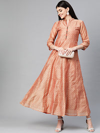 Anarkali Printed Dress with Ikat Inspired Print